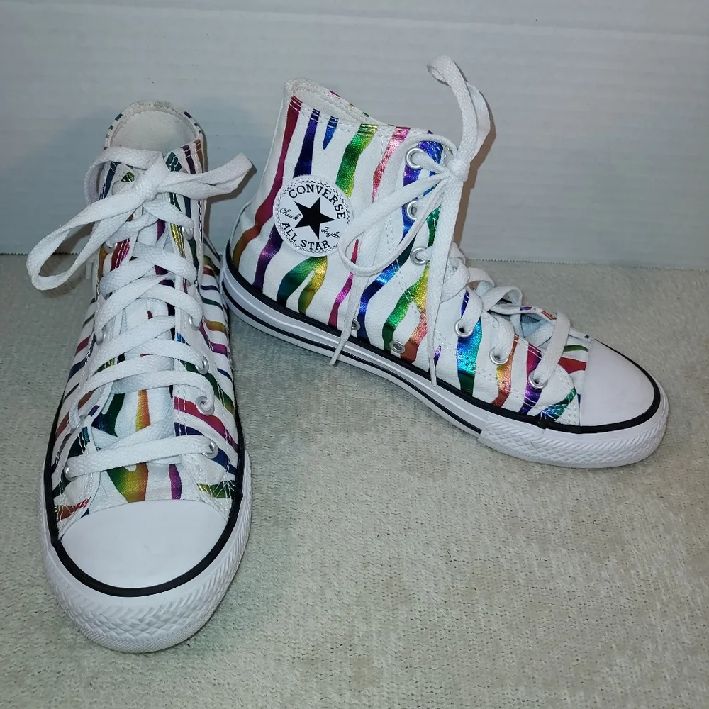 Converse Rainbow Zebra Striped All Star High-tops size Y4/36 Eur